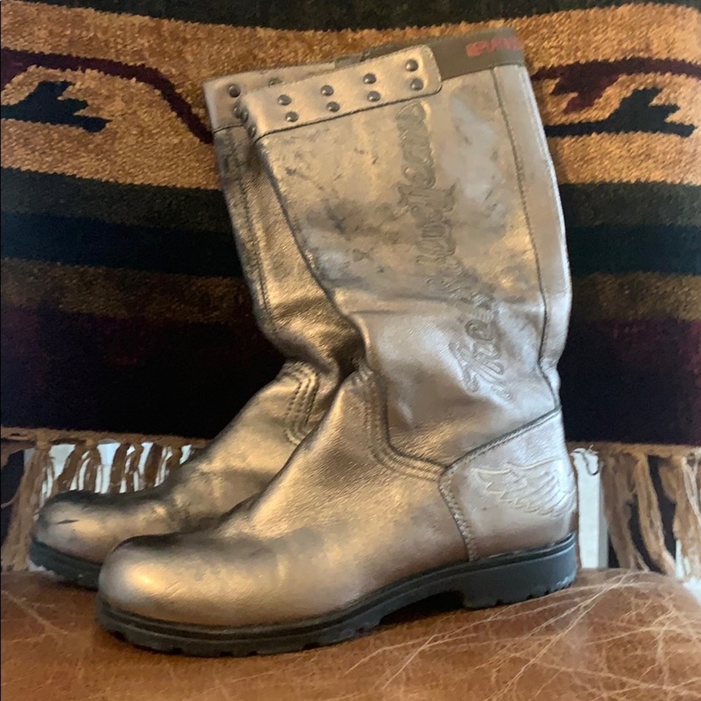 Replay Womens mid boot distressed silver